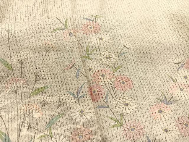 平和屋着物＊夏物　訪問着　縦絽　刺繍　枝花文　暈し染め　銀糸　正絹　逸品　BAAX7282hv