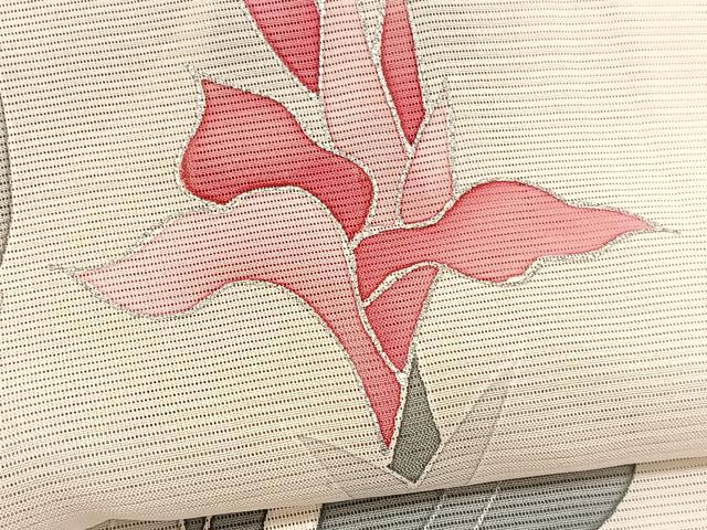 平和屋着物＊夏物　訪問着　絽　枝花文　銀彩　正絹　逸品　BAAX7283hv