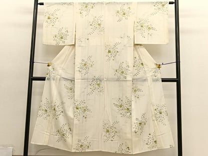 平和屋着物＊夏物　小紋　絽　草花文　正絹　逸品　BAAX7284hv