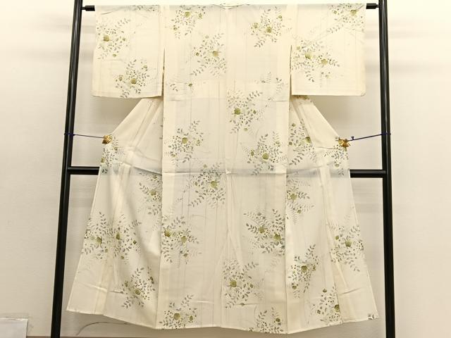 平和屋着物＊夏物　小紋　絽　草花文　正絹　逸品　BAAX7284hv