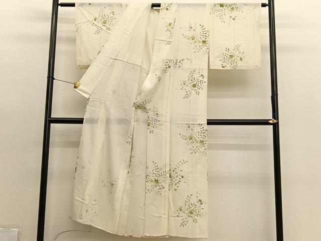 平和屋着物＊夏物　小紋　絽　草花文　正絹　逸品　BAAX7284hv
