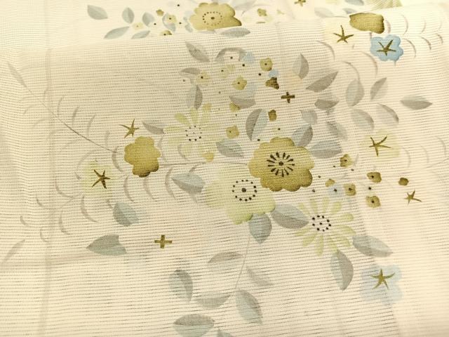 平和屋着物＊夏物　小紋　絽　草花文　正絹　逸品　BAAX7284hv