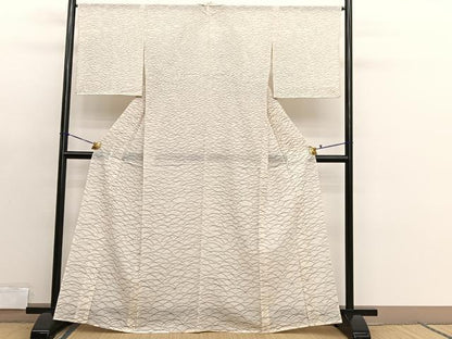 平和屋着物＊夏物　小紋　絽　芝草文　反端付き　正絹　逸品　BAAX7287hv