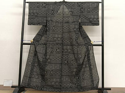 平和屋着物＊夏物　結城紬　夏結城　100亀甲　有栖川　正絹　逸品　BAAX7288hv