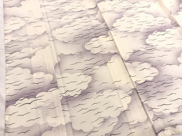 平和屋着物＊夏物　小紋　絽　瑞雲飛鳥文　暈し染め　正絹　逸品　BAAX7290hv