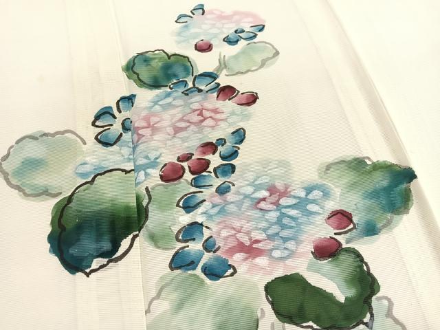 平和屋着物＊夏物　訪問着　絽　作家物　手描き　朝顔　正絹　逸品　BAAX7291hv