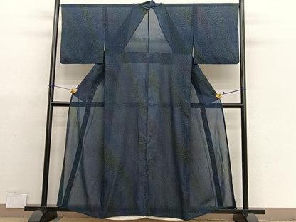 平和屋着物＊夏物　小紋　紗　霞文　暈し染め　正絹　逸品　BAAX7292hv