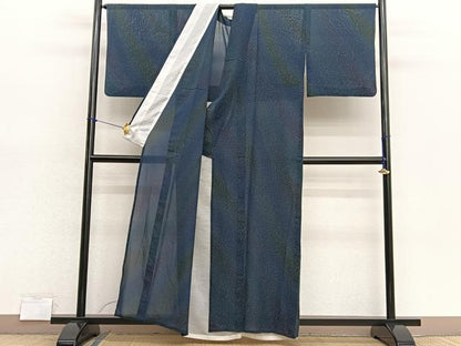 平和屋着物＊夏物　小紋　紗　霞文　暈し染め　正絹　逸品　BAAX7292hv