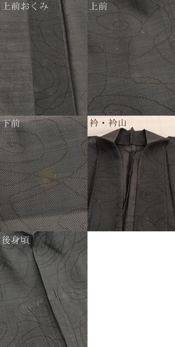 平和屋着物＊夏物　本場大島紬　夏大島　渦巻き文様　正絹　逸品　BAAX7301hv