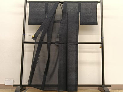 平和屋着物＊夏物　本場大島紬　夏大島　渦巻き文様　正絹　逸品　BAAX7301hv