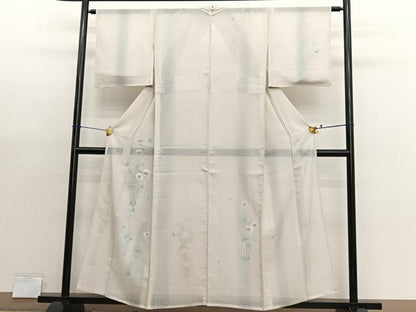 平和屋着物＊夏物　訪問着　絽　花蝶文　暈し染め　金彩　正絹　逸品　BAAX7302hv