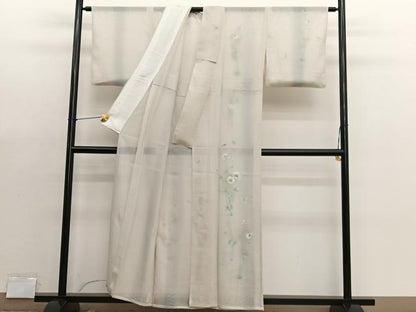 平和屋着物＊夏物　訪問着　絽　花蝶文　暈し染め　金彩　正絹　逸品　BAAX7302hv
