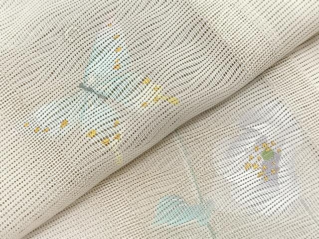 平和屋着物＊夏物　訪問着　絽　花蝶文　暈し染め　金彩　正絹　逸品　BAAX7302hv