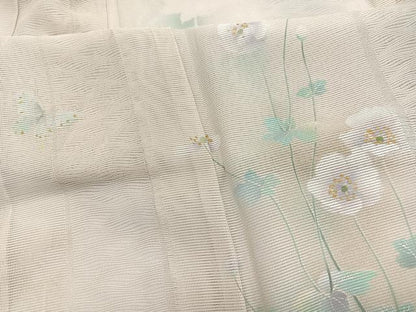 平和屋着物＊夏物　訪問着　絽　花蝶文　暈し染め　金彩　正絹　逸品　BAAX7302hv