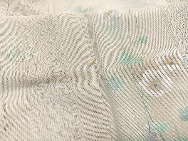 平和屋着物＊夏物　訪問着　絽　花蝶文　暈し染め　金彩　正絹　逸品　BAAX7302hv