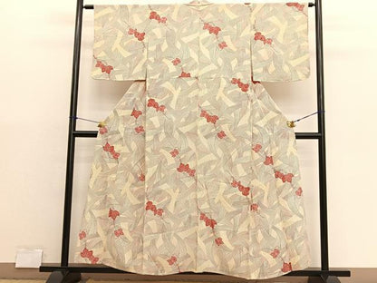 平和屋着物＊夏物　小紋　絽　蔦の葉文　正絹　逸品　BAAX7303hv