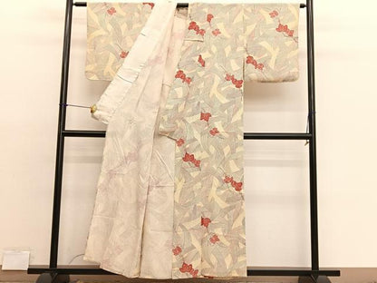 平和屋着物＊夏物　小紋　絽　蔦の葉文　正絹　逸品　BAAX7303hv