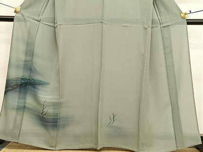 平和屋着物＊夏物　訪問着　絽　木立風景文　暈し染め　正絹　逸品　BAAX7304hv