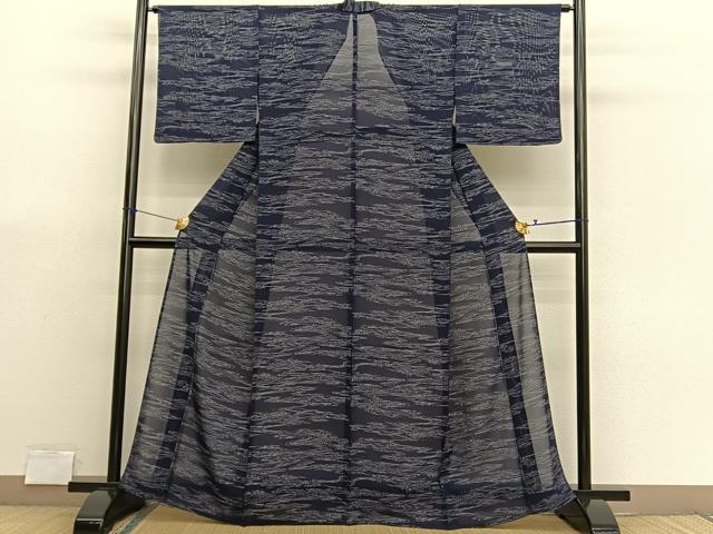 平和屋着物＊夏物　小紋　絽　立波文　正絹　逸品　BAAX7305hv