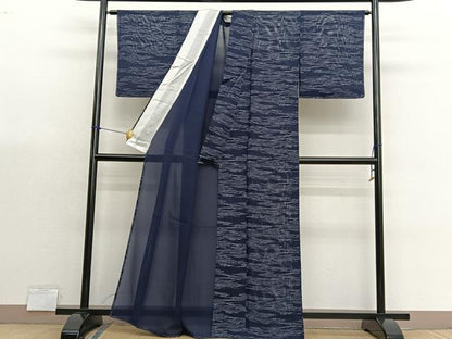 平和屋着物＊夏物　小紋　絽　立波文　正絹　逸品　BAAX7305hv