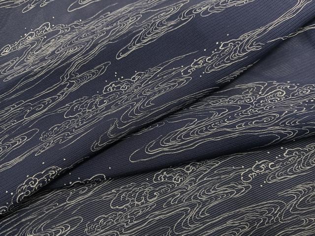 平和屋着物＊夏物　小紋　絽　立波文　正絹　逸品　BAAX7305hv