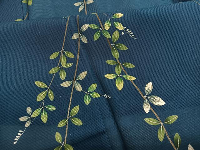 平和屋着物＊夏物　訪問着　絽　刺繍　枝葉文　正絹　逸品　BAAX7307hv