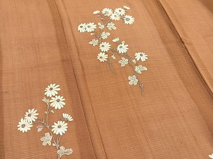 平和屋着物＊夏物　色留訪問着　絽紬　総刺繍　菊　銀糸　正絹　逸品　BAAX7308hv