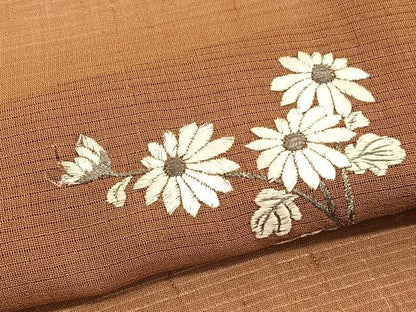 平和屋着物＊夏物　色留訪問着　絽紬　総刺繍　菊　銀糸　正絹　逸品　BAAX7308hv