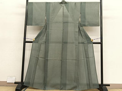 平和屋着物＊夏物　紗紬　間道　正絹　逸品　BAAX7309hv