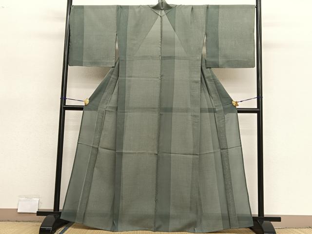 平和屋着物＊夏物　紗紬　間道　正絹　逸品　BAAX7309hv
