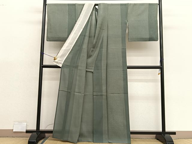 平和屋着物＊夏物　紗紬　間道　正絹　逸品　BAAX7309hv