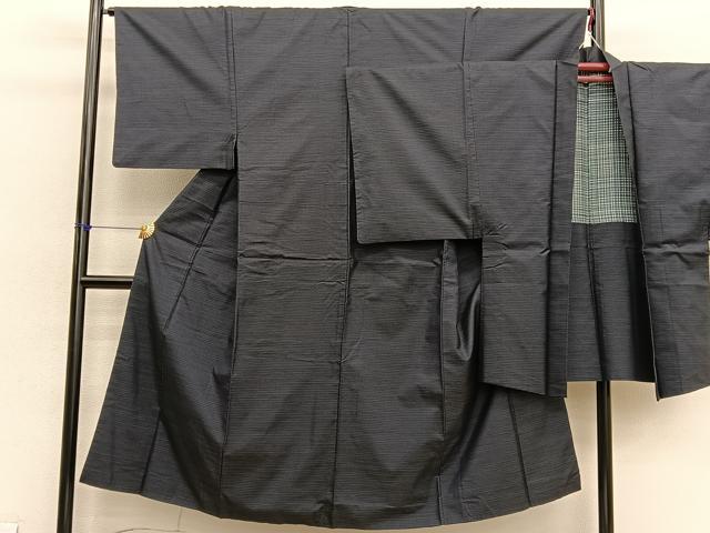 平和屋着物■男性　本場大島紬　アンサンブル　格子　正絹　逸品　BAAX7315hv