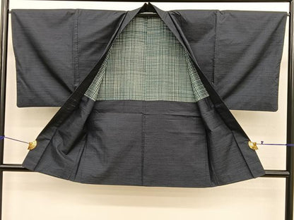 平和屋着物■男性　本場大島紬　アンサンブル　格子　正絹　逸品　BAAX7315hv