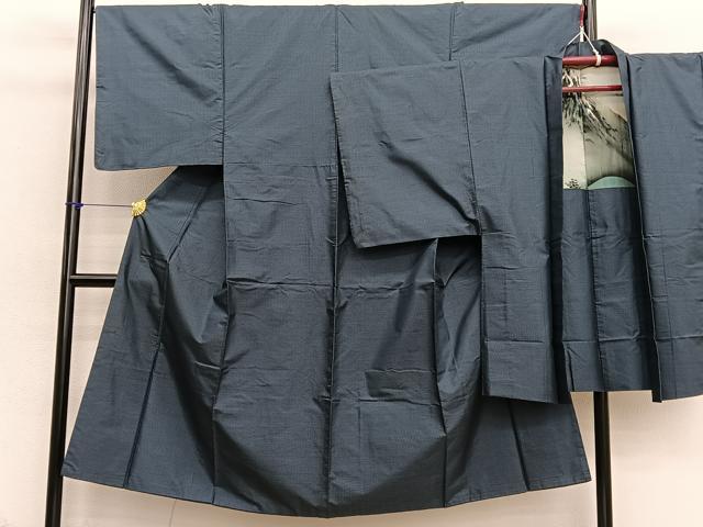 平和屋着物■男性　本場大島紬　アンサンブル　幾何学文様　正絹　逸品　BAAX7318hv