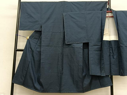 平和屋着物■男性　本場大島紬　アンサンブル　格子柄　正絹　逸品　BAAX7323hv