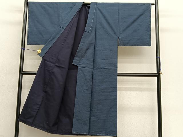平和屋着物■男性　本場大島紬　アンサンブル　格子柄　正絹　逸品　BAAX7323hv