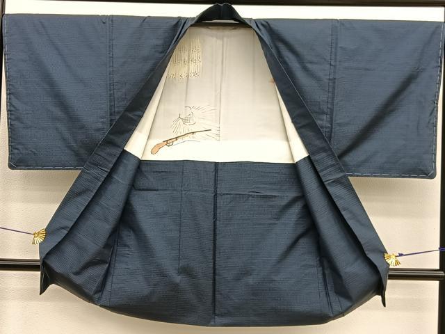 平和屋着物■男性　本場大島紬　アンサンブル　格子柄　正絹　逸品　BAAX7323hv
