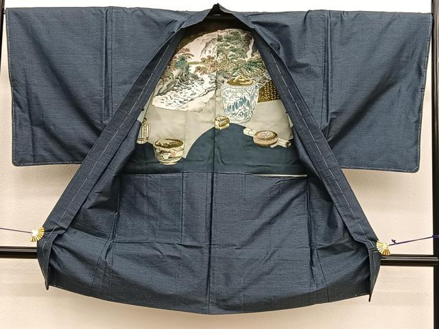 平和屋着物●男性　本場大島紬　アンサンブル　80亀甲　総詰め　正絹　逸品　未使用　DABC2471ud 平和屋着物□男性 本場大島紬 アンサンブル 80亀甲 総詰め 正絹 逸品