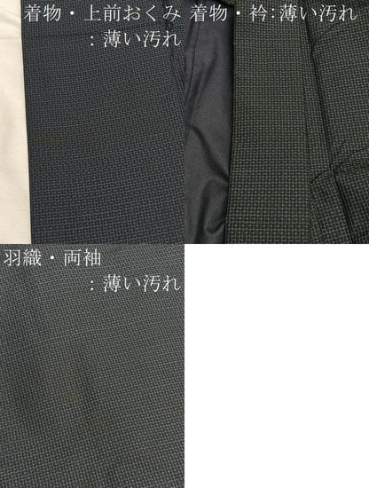 平和屋着物■男性　本場大島紬　アンサンブル　格子　正絹　逸品　BAAX7327hv