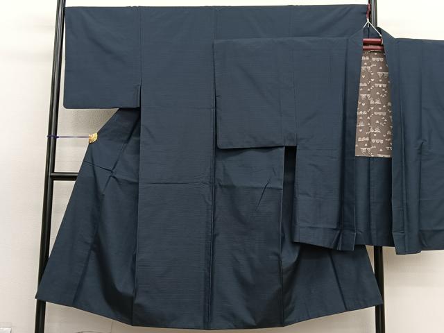 平和屋着物■男性　本場大島紬　アンサンブル　格子　正絹　逸品　BAAX7327hv