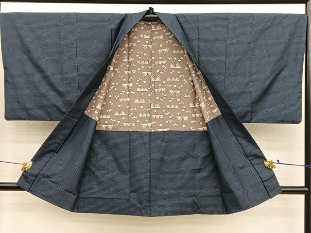 平和屋着物■男性　本場大島紬　アンサンブル　格子　正絹　逸品　BAAX7327hv