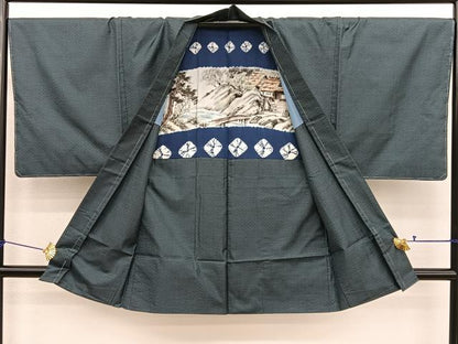 平和屋着物●男性　本場大島紬　アンサンブル　100亀甲　総詰め　正絹　逸品　未使用　BAAX7329hv