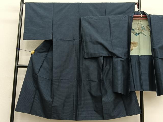 平和屋着物□男性 紬 アンサンブル 格子柄 正絹 逸品 BAAX7339hv