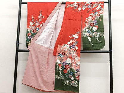 平和屋着物∵女の子　十三参り　子供　祝着　振袖　枝垂れ桜　暈し染め　金銀彩　逸品　BAAX7340hv