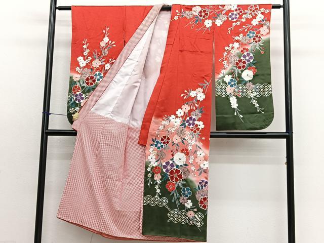 平和屋着物∵女の子　十三参り　子供　祝着　振袖　枝垂れ桜　暈し染め　金銀彩　逸品　BAAX7340hv