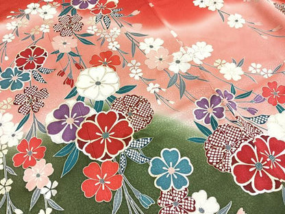 平和屋着物∵女の子　十三参り　子供　祝着　振袖　枝垂れ桜　暈し染め　金銀彩　逸品　BAAX7340hv