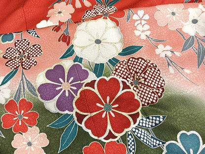 平和屋着物∵女の子　十三参り　子供　祝着　振袖　枝垂れ桜　暈し染め　金銀彩　逸品　BAAX7340hv