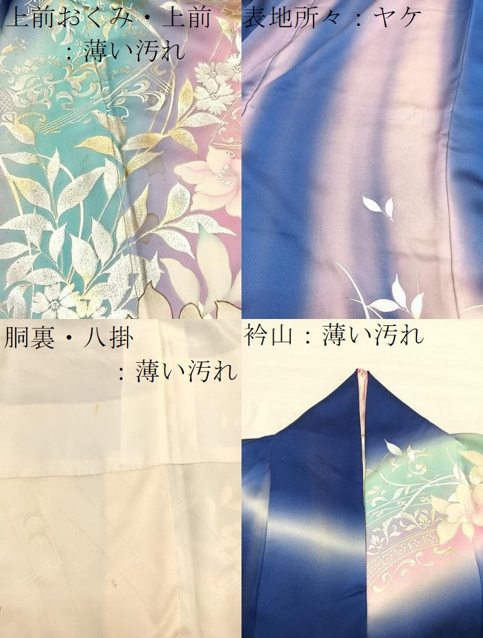 平和屋着物■フランソワーズ・モレシャン　振袖　飾花文　暈し染め　金銀彩　正絹　逸品　BAAX7343hv