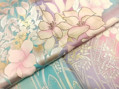 平和屋着物■フランソワーズ・モレシャン　振袖　飾花文　暈し染め　金銀彩　正絹　逸品　BAAX7343hv