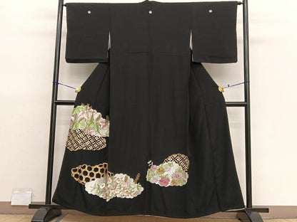 平和屋着物■豪華黒留袖　総刺繍　雲取り有職花文　金銀糸　正絹　逸品　BAAX7346hv